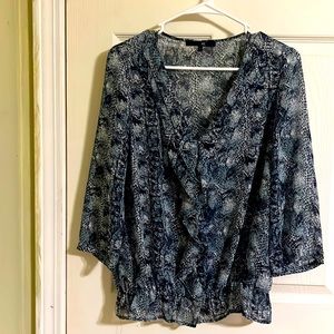 Next long sleeve sheer top for women with ruffles. Size 12